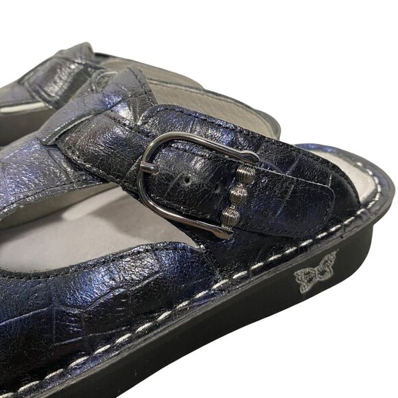 Alegria Classic Croco shoe mules blue women’s size 36 comfort shoe slip on - Picture 2 of 11